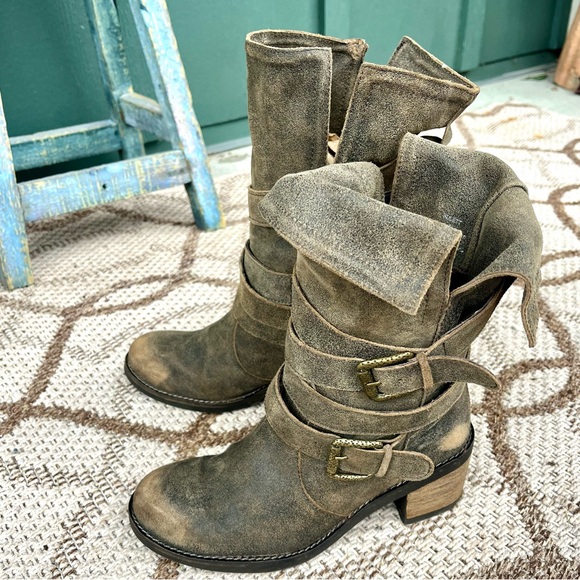 STEVE MADDEN Bulett distressed Strappy Moto Biker Boots size 8 - Picture 1 of 12